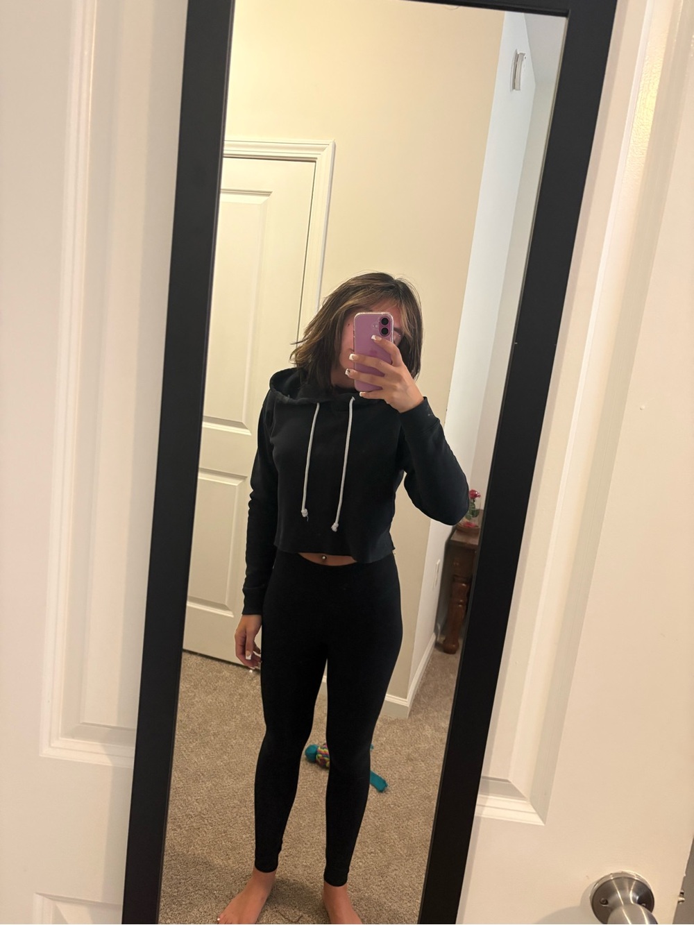 wild fable Black Hoodie with White Drawstrings